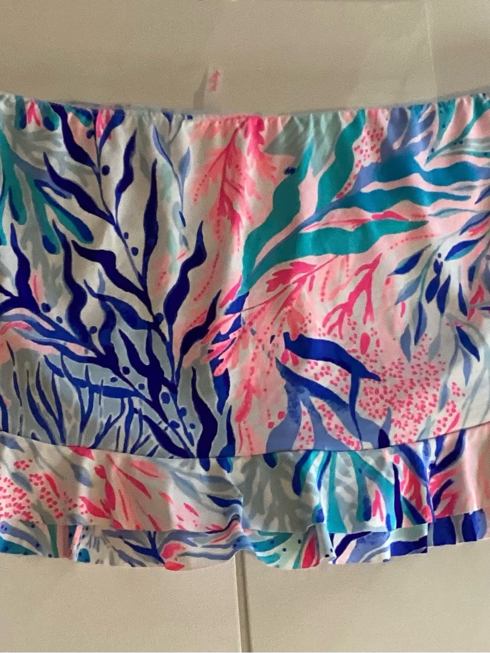 New Lilly Pulitzer Swim Skirt Swimwear Kaleidoscope Coral Ruffed Hen Size 14